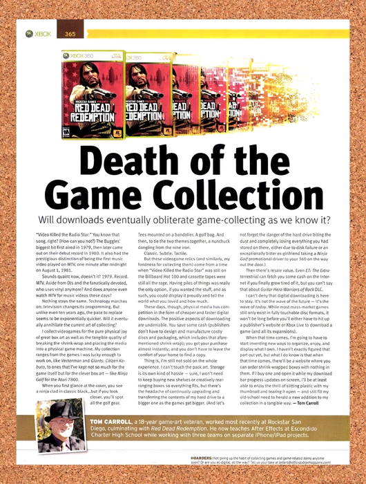 2011 Death Of The Game Collection Will Digital Kill Game Collecting? Original Ad - for just $17.99! 