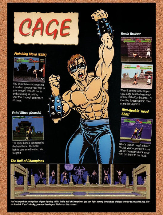 1993 Mortal Kombat Johnny Cage Profile Original Ad v22 - for just $17.99! 