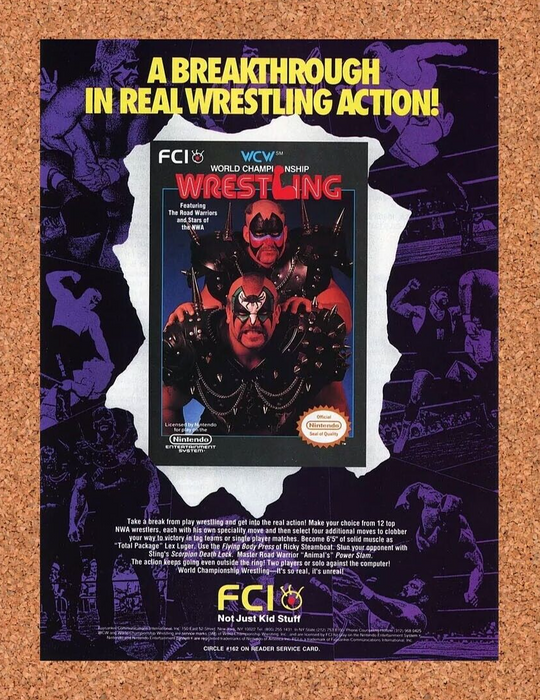 1990 WCW Championship Wrestling NES Original Ad v1 - for just $17.99! 
