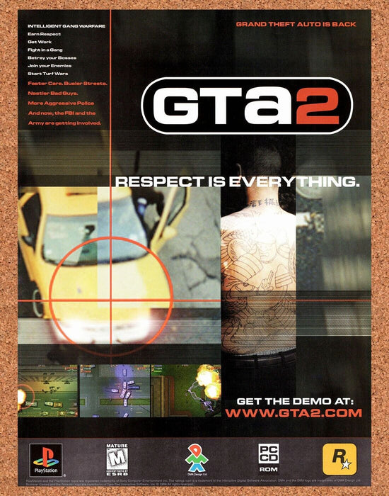 2002 Grand Theft Auto 2 PS1 Original Ad - for just $17.99! 