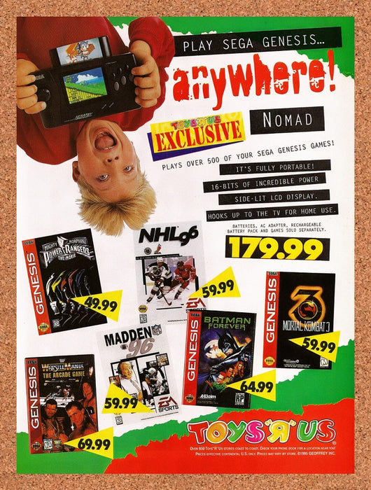 1995 Toys R Us Sega Nomad Console Original Ad v7 - for just $17.99! 