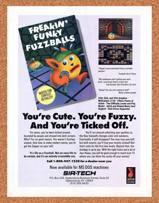 1990 Freaky Funky Fuzzballs MS-DOS Original Ad v1 - for just $15.29! 