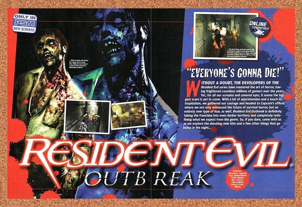 2004 Resident Evil Outbreak PS2 Original Ad v4 - for just $21.49! 