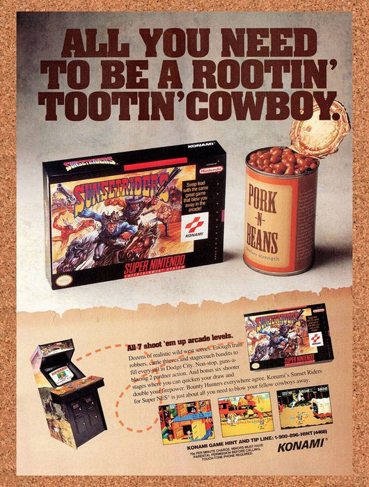 1994 Sunset Riders SNES Original Ad v2 - for just $17.99! 