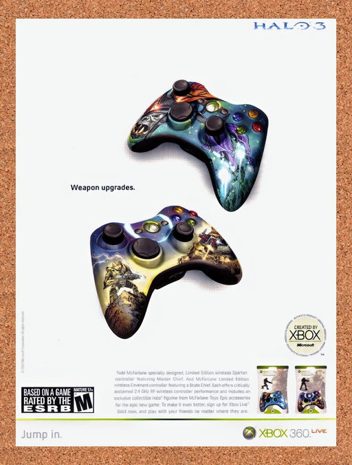 2008 Halo 3 Xbox 360 Controller Skins Original Ad v4 - for just $17.99! 