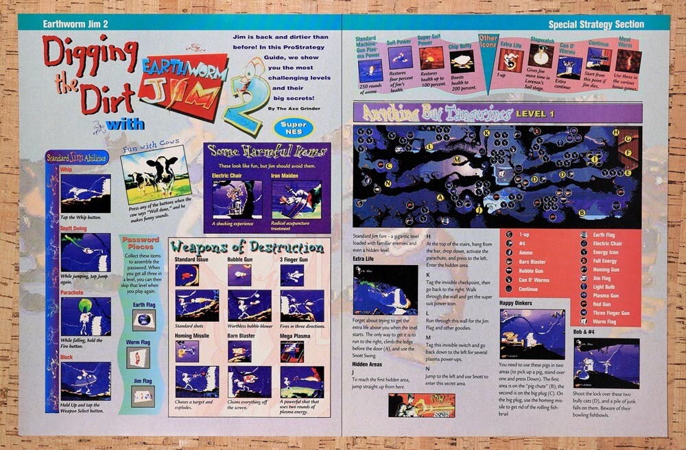 1996 Earthworm Jim 2 Level 1 Map Original Ad v4 - for just $21.49! 