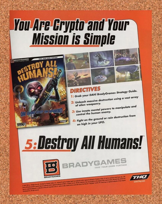 2007 Destroy All Humans PS2 Original BradyGames Ad v1 - for just $17.99! 