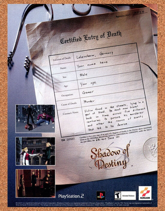 2003 Shadow Of Destiny PS2 Original Ad - for just $17.99! 
