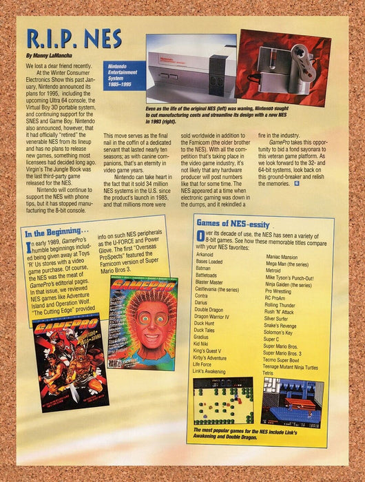 1995 NES RIP NES 1986-1996 Retrospective Original Ad v3 - for just $17.99! 