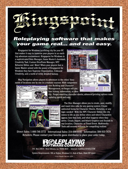 1995 Kingspoint PC Open-World RPG Original Ad v2 - for just $17.99! 