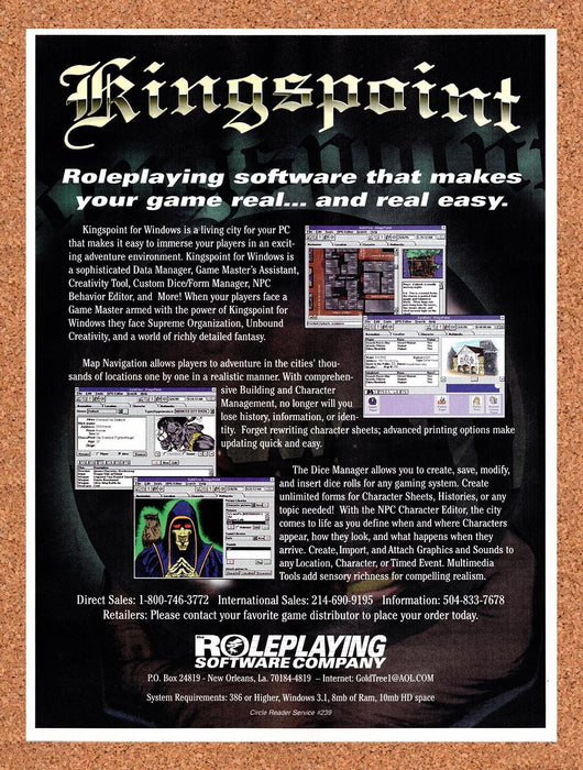 1995 Kingspoint PC Open-World RPG Original Ad v2 - for just $17.99! 