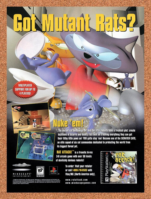 1998 Rat Attack! PS1 Original Ad v1 - for just $17.99! 
