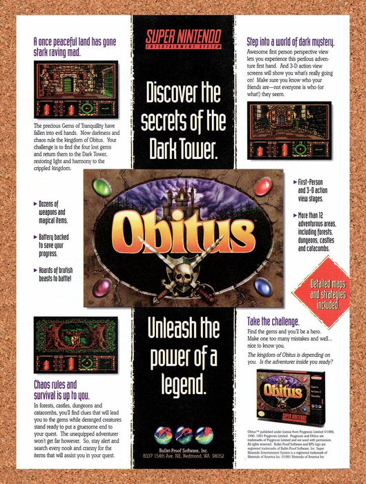 1994 Obitus SNES Original Ad v1 - for just $17.99! 