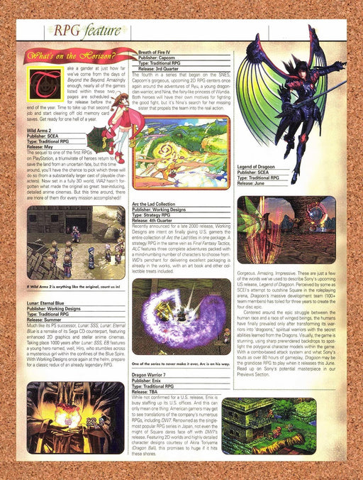2000 Upcoming RPGs On PS1 Lunar Wild Arms Original Advertisement vr1 - for just $19.49! 