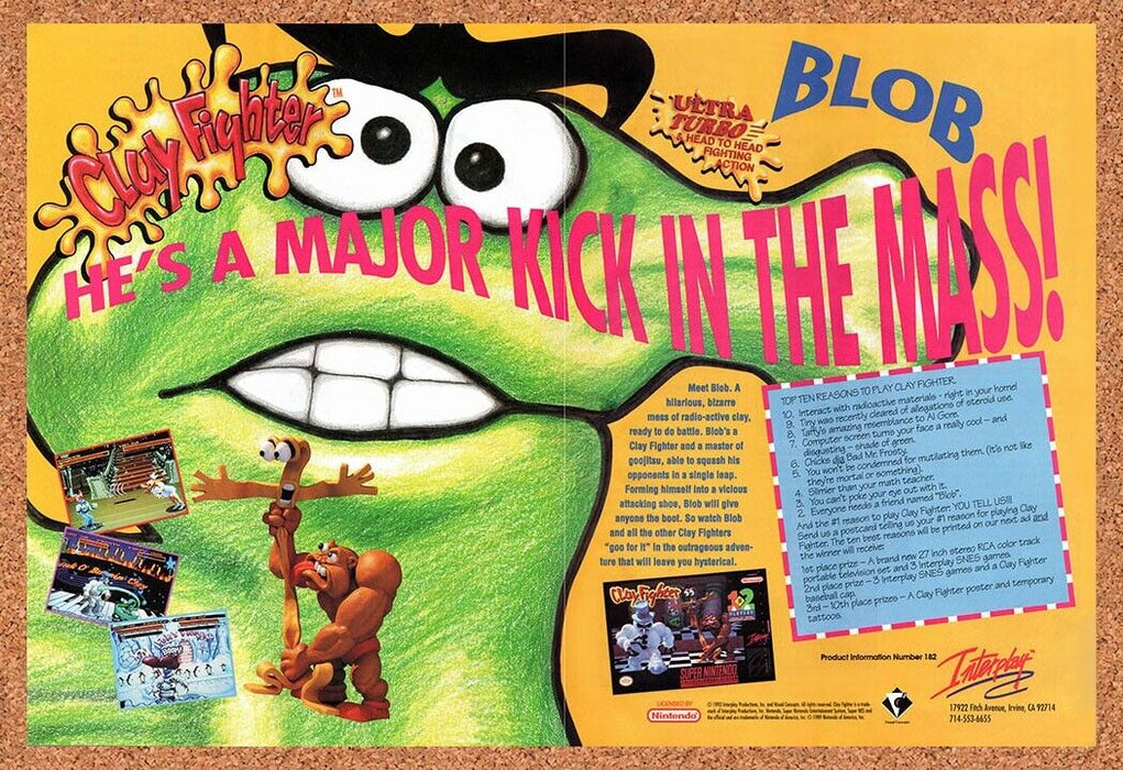1994 ClayFighter SNES Original Ad v5 - for just $21.49! 