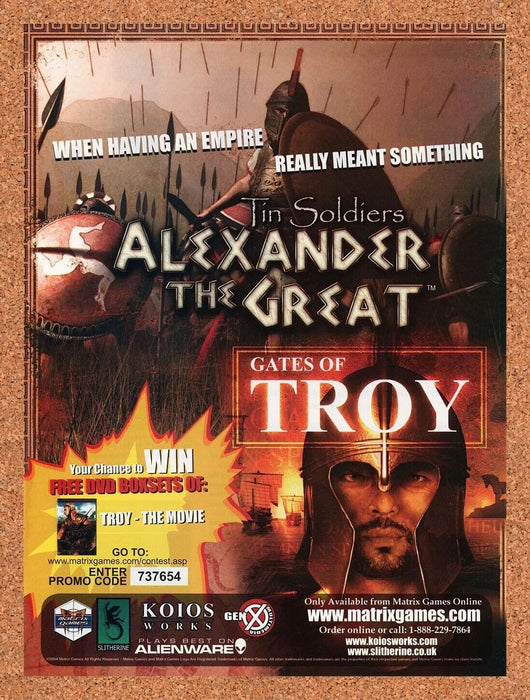 2007 Tin Soldiers Alexander Gates Of Troy PC Original Sweepstakes Ad - for just $17.99! 