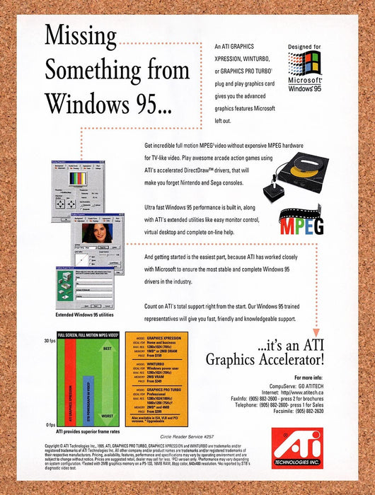 1995 ATI Graphics Pro Turbo Plug And Play GPU Original Ad v3 - for just $17.99! 