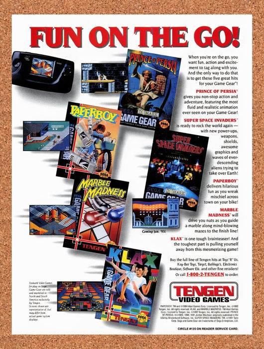 1992 Tengen Game Gear Games Original Ad v8 - for just $17.99! 