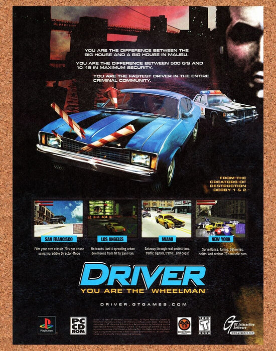 1999 Driver You Are The Wheelman PC Original Ad - for just $17.99! 