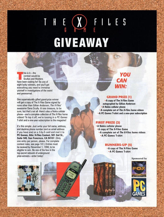 1998 X-Files Game Giveaway Original Ad v2 - for just $17.99! 