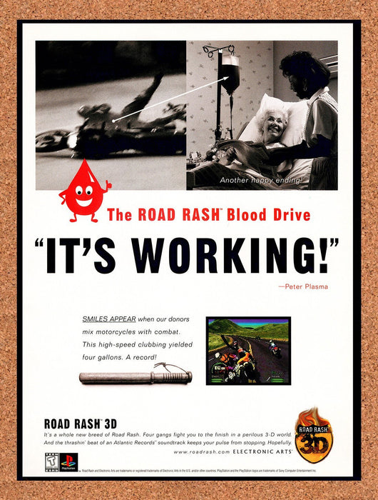 1998 Road Rash 3D PS1 Original Ad v3 - for just $17.99! 