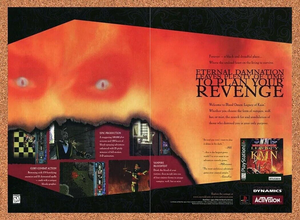 1997 Legacy Of Kain Blood Omen PS1 Original Ad v2 - for just $21.49! 