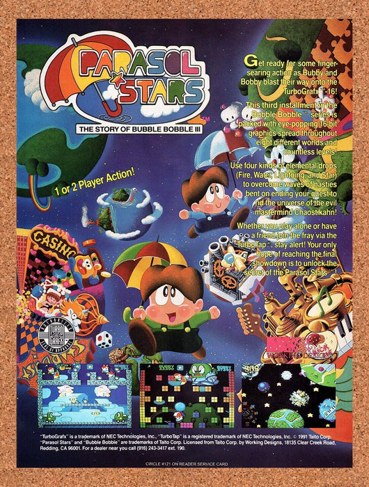 1992 Parasol Stars TurboGrafx-16 Original Ad v1 - for just $18.29! 