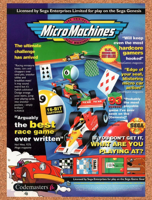 1993 Micro Machines Genesis Original Ad v1 - for just $19.49! 