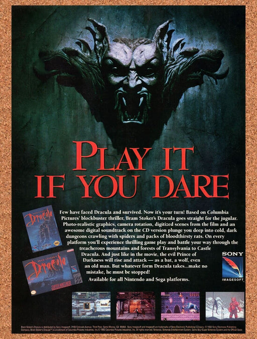1993 Bram Stokers Dracula SNES Original Ad v2 - for just $17.99! 