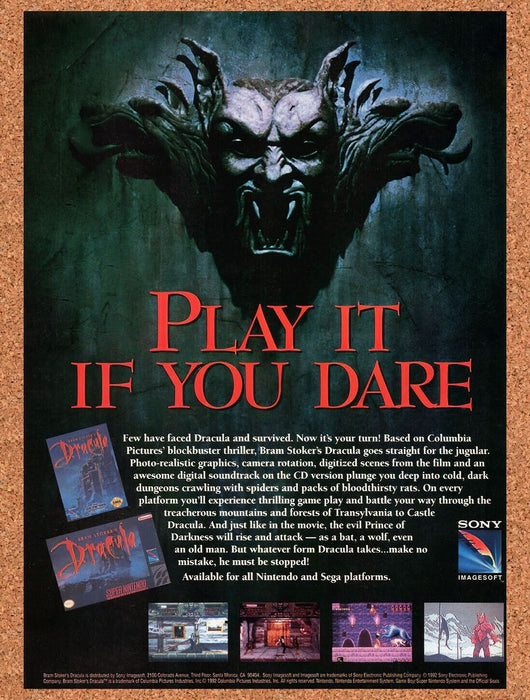 1993 Bram Stokers Dracula SNES Original Ad v2 - for just $17.99! 