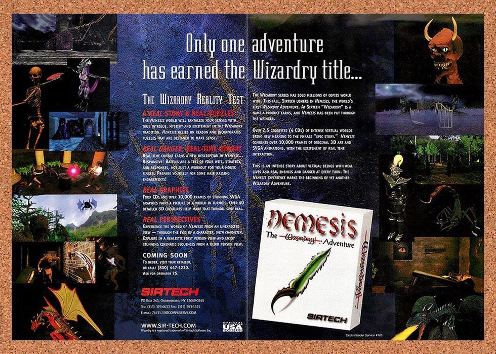 1996 Nemesis The Wizardry Adventure PC Original Advertisement v2 - for just $23.99! 