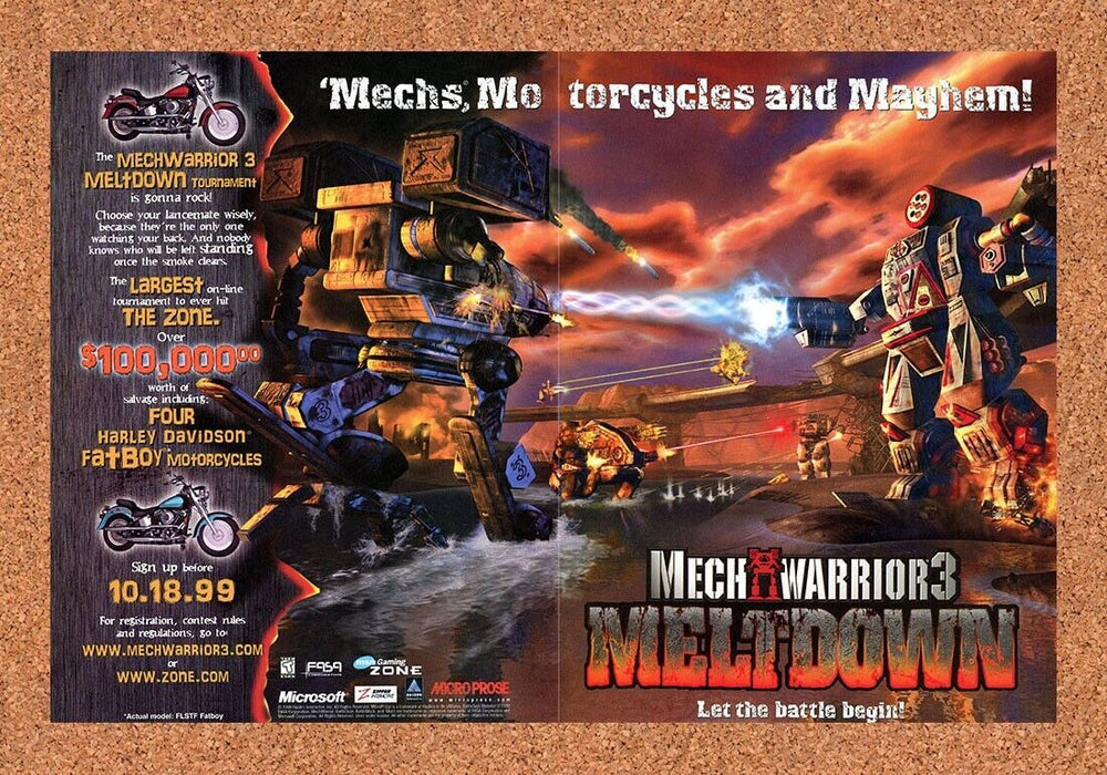 1999 MechWarrior 3 Meltdown PC Original Harley Sweepstakes Ad - for just $21.49! 