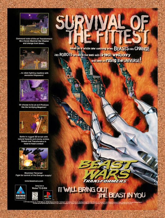 1997 Beast Wars Transformers PS1 Original Ad v1 - for just $17.99! 