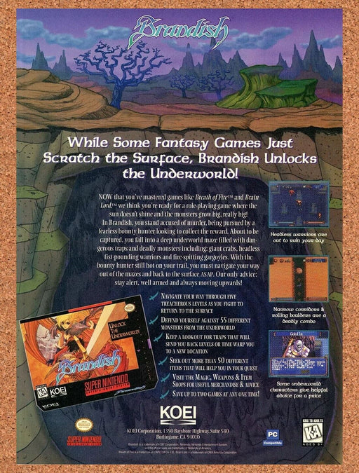 1992 Brandish SNES Original Ad - for just $17.99! 
