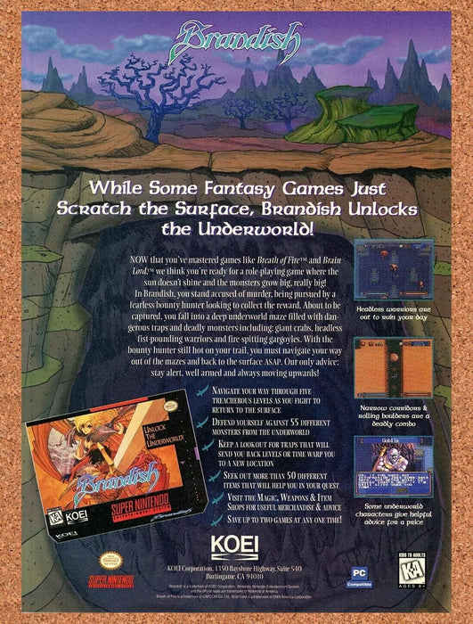 1992 Brandish SNES Original Ad - for just $17.99! 