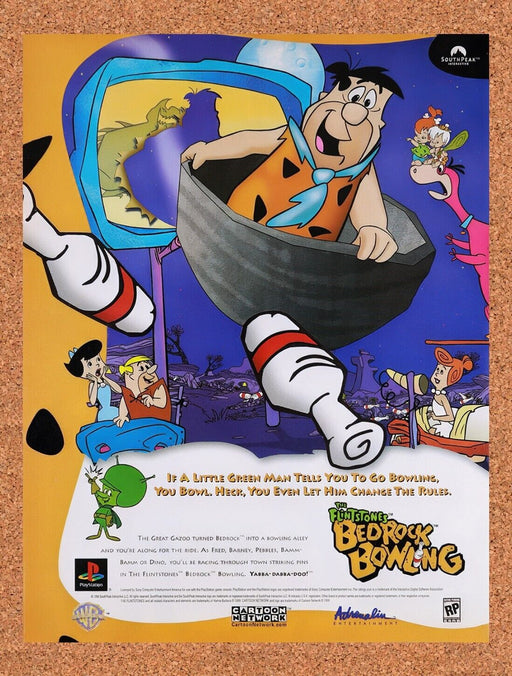 1999 Flintstones Bedrock Bowling PS1 Original Ad v1 - for just $15.29! 