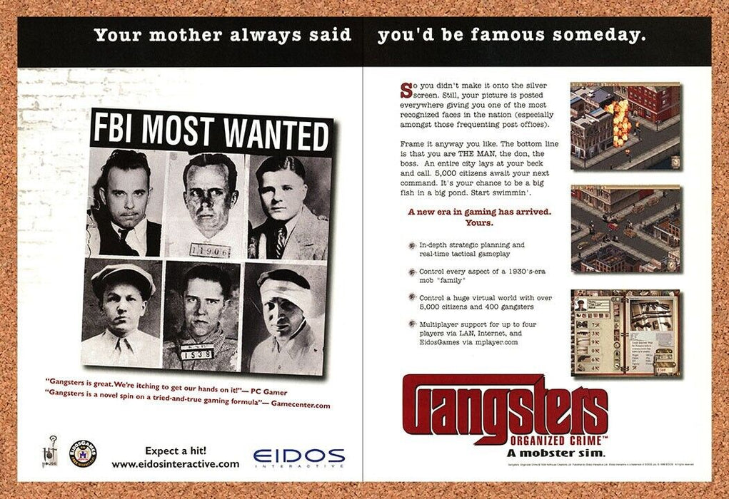 2001 Gangsters Organized Crime PC Original Ad - for just $21.49! 