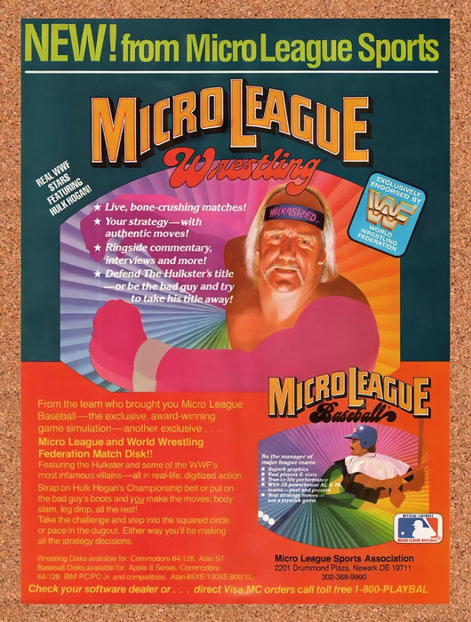 1987 MicroLeague Sports IBM Games Hulk Hogan Original Ad v1 - for just $17.99! 