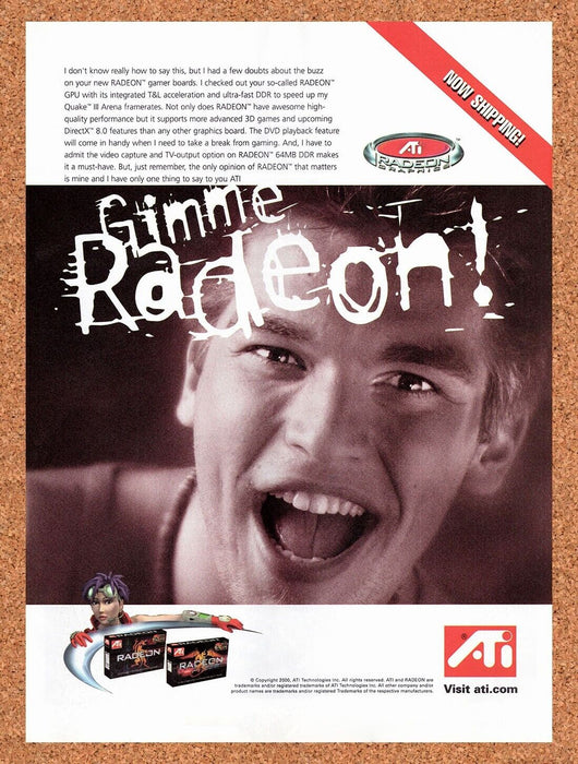 2000 ATI Radeon 64MB DDR Original Ad v11 - for just $17.99! 