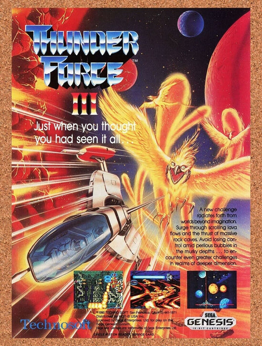 1991 Thunder Force 3 Genesis Original Ad - for just $17.99! 