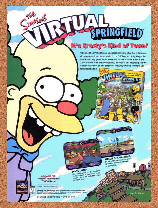 1998 Simpson's Virtual Springfield PC Original Ad v1 - for just $16.57! 