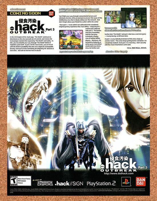 2003 Dot Hack Outbreak Part 3 PS2 Original Ad v1 - for just $17.99! 
