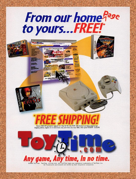 1999 Toy Time Order Video Games Online Original Ad v1 - for just $17.99! 