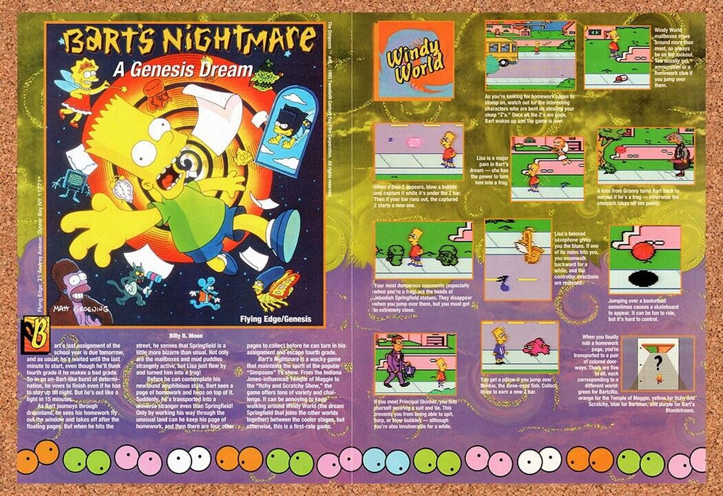 1993 Simpsons Barts Nightmare Genesis Original Ad v2 - for just $21.49! 