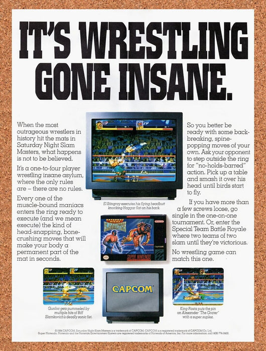 1994 Saturday Night Slam Masters SNES Original Ad v1 - for just $17.99! 