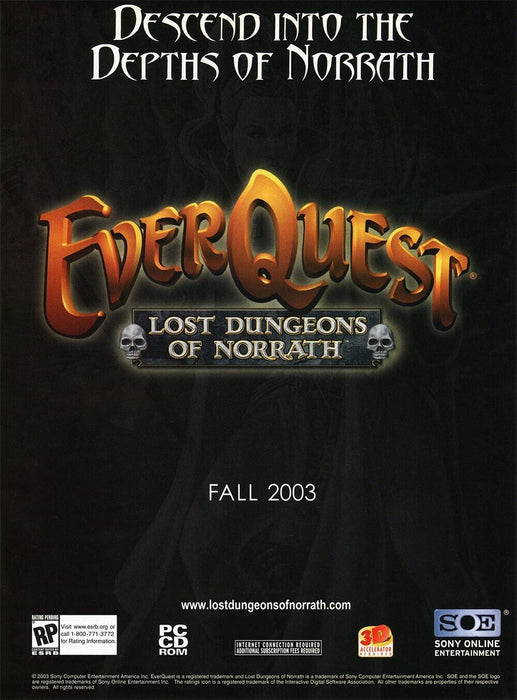 2005 EverQuest Lost Dungeons Norrath PC Original Ad - for just $18.99! 