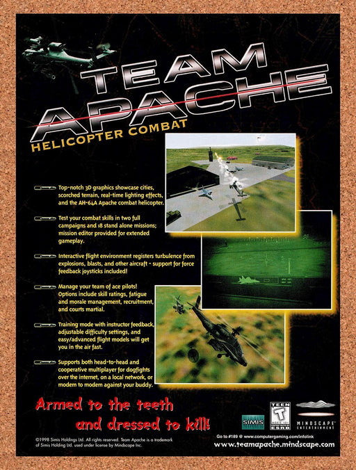1998 Team Apache Helicopter Combat PC Original Ad v1 - for just $19.49! 