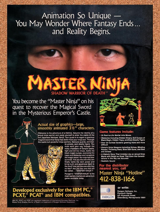 1987 Master Ninja Shadow Warrior Of Death IBM Original Ad v1 - for just $17.99! 