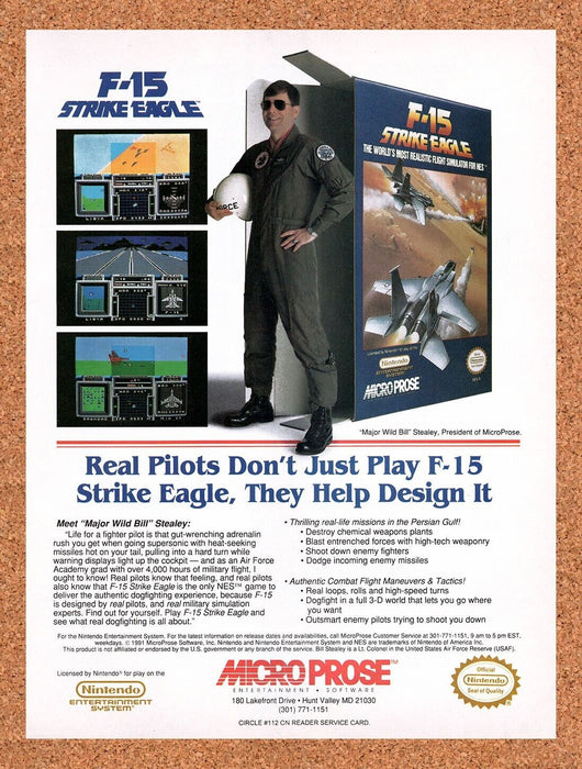 1992 F-15 Strike Eagle NES Original Ad v1 - for just $17.99! 