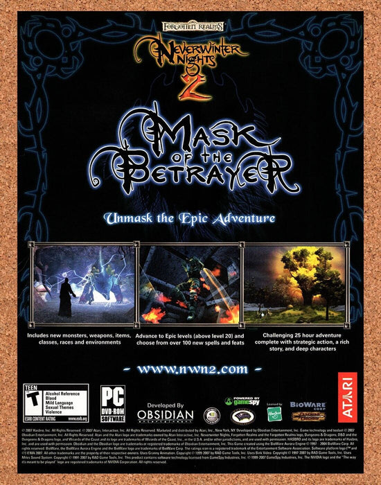 2007 Neverwinter Nights 2 Mask Of The Betrayer PC Original Ad v1 - for just $17.99! 